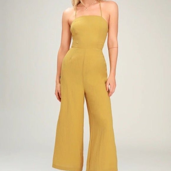 Lulus Lace-Up Cropped Wide Leg Jumpsuit - Picture 3 of 5